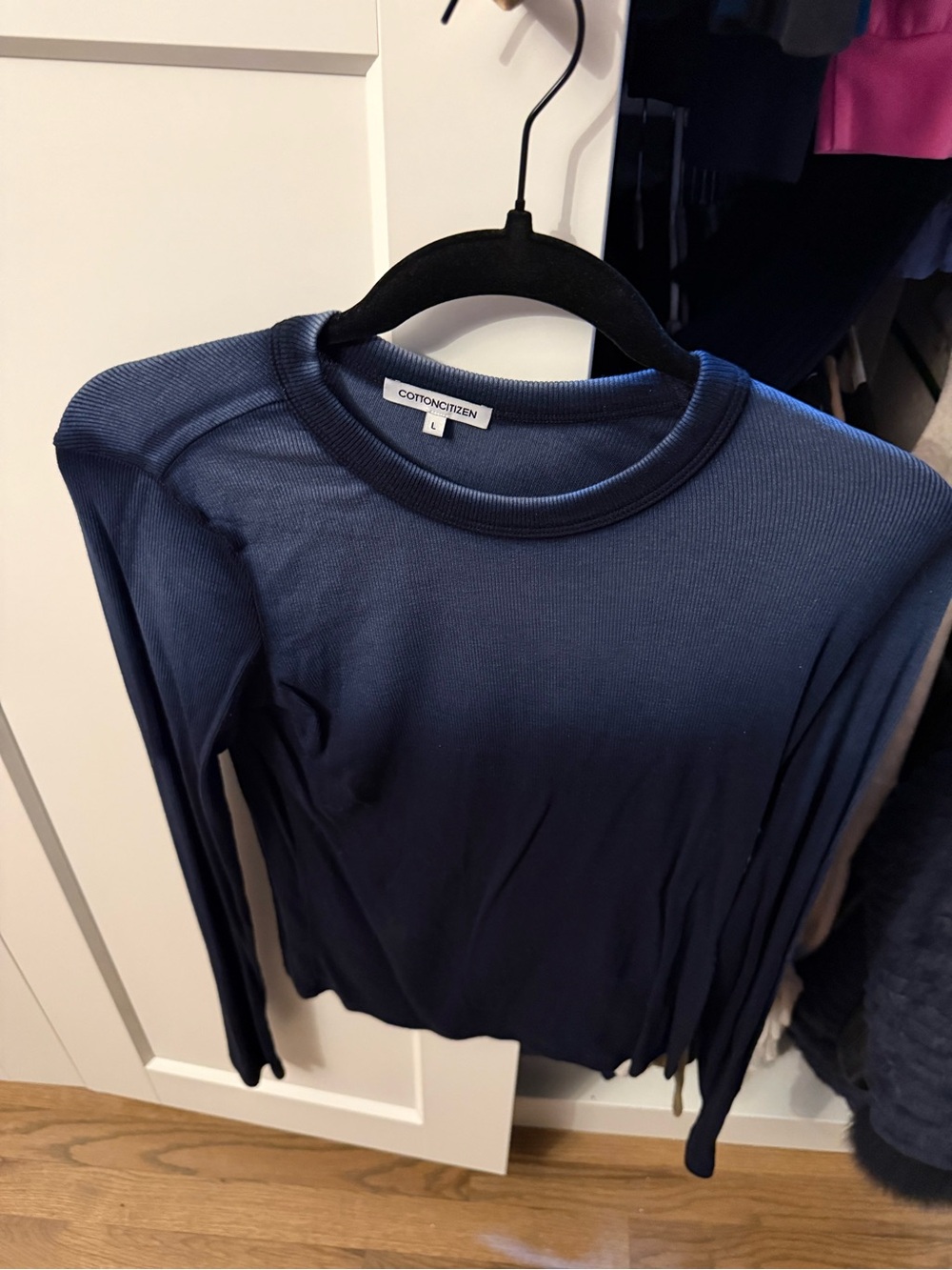 Cotton Citizen Navy Long Sleeve Ribbed Tee